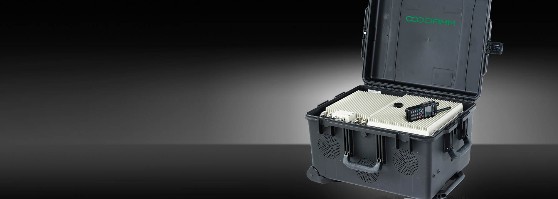 Product photo of the open DAMM Portable Base Station RDT